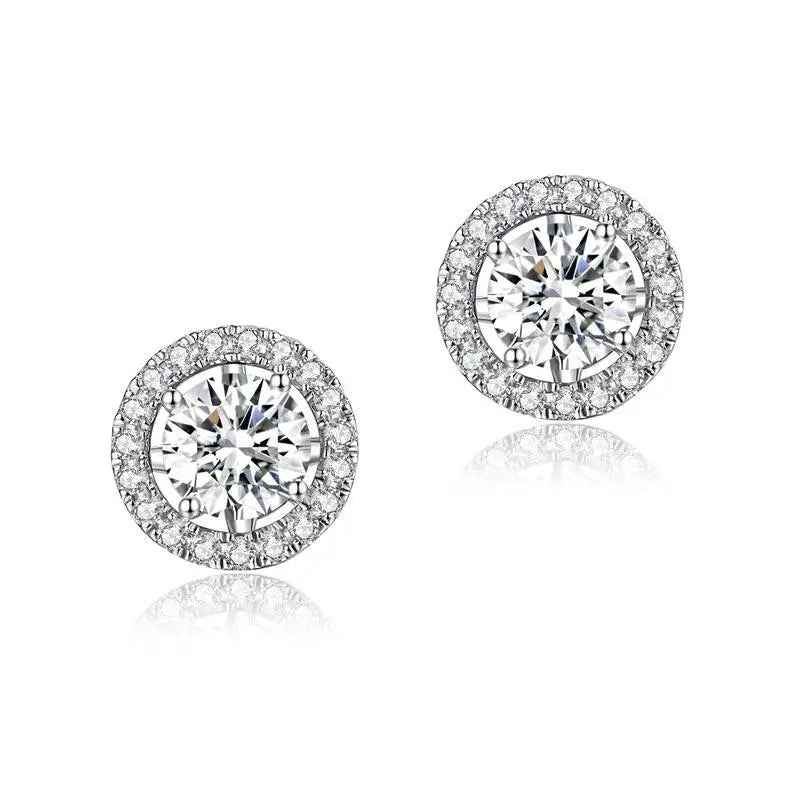 1 Carat Moissanite Stud Earrings | 4 Claw Setting | Sterling Silver