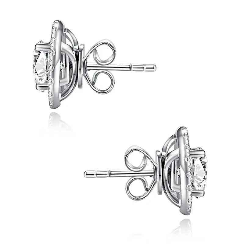 1 Carat Moissanite Stud Earrings | 4 Claw Setting | Sterling Silver