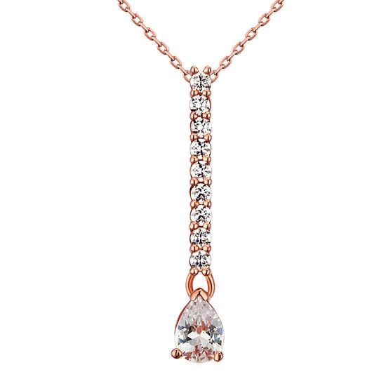 925 Sterling Silver Rose Gold Plated Pendant Necklace Created Diamond