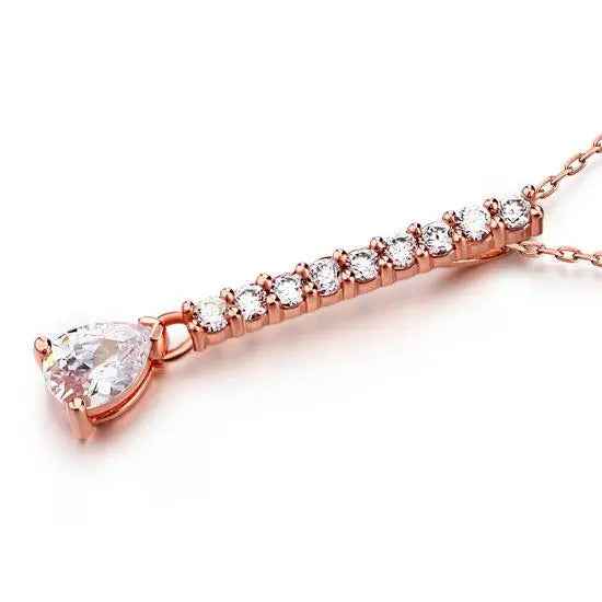 925 Sterling Silver Rose Gold Plated Pendant Necklace Created Diamond