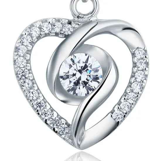 0.5 Carat Heart Simulated Diamond Pendant Necklace | Sterling Silver