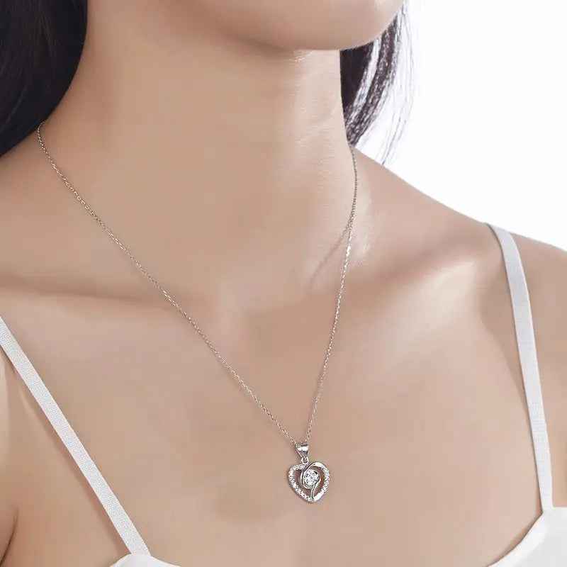 0.5 Carat Heart Simulated Diamond Pendant Necklace | Sterling Silver