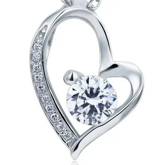 1 Carat Created Diamond Heart 925 Sterling Silver Pendant Necklace limanilondon
