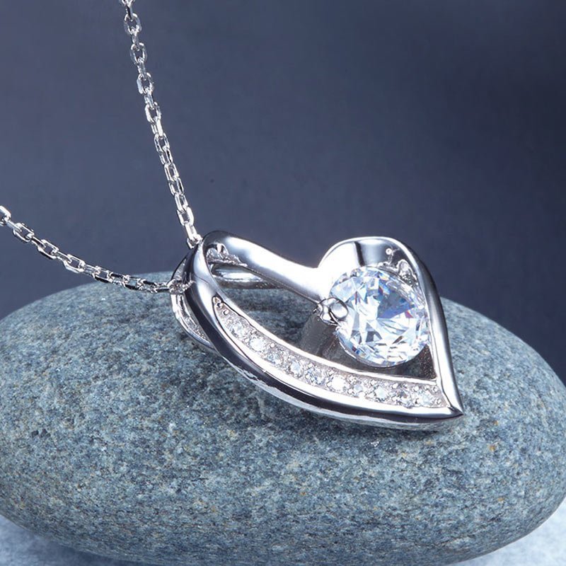 1 Carat Created Diamond Heart 925 Sterling Silver Pendant Necklace