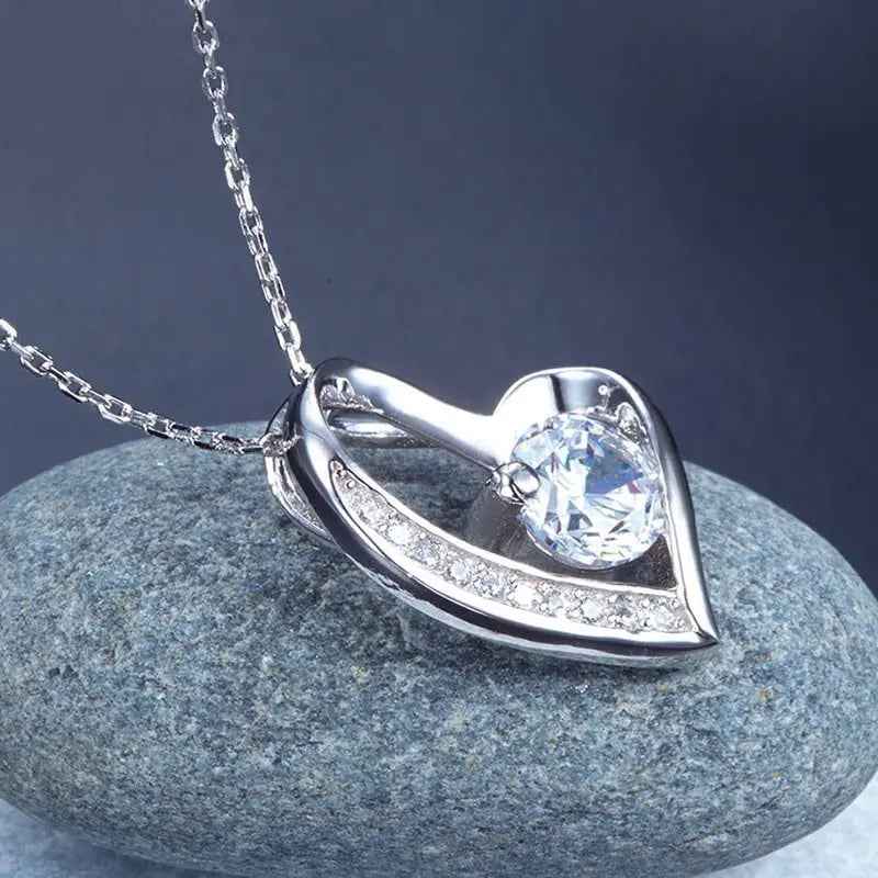1 Carat Created Diamond Heart 925 Sterling Silver Pendant Necklace