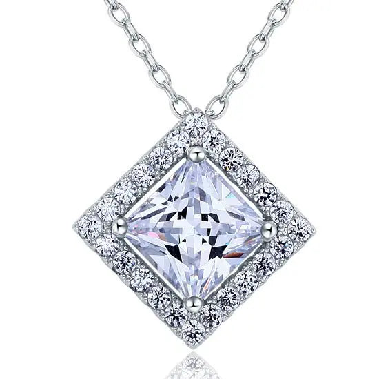 1.5 Carat Princess Cut Created Diamond 925 Sterling Silver Pendant Necklace limanilondon