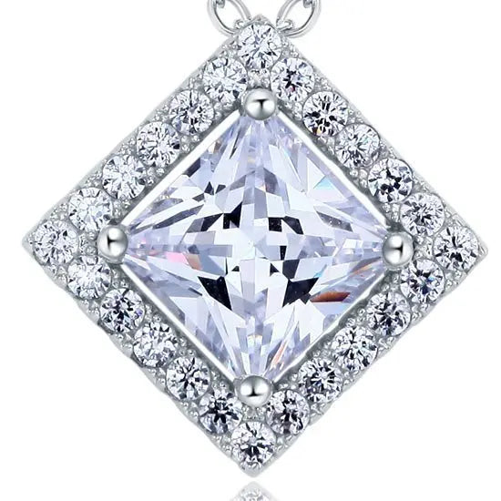 1.5 Carat Princess Cut Created Diamond 925 Sterling Silver Pendant Necklace limanilondon