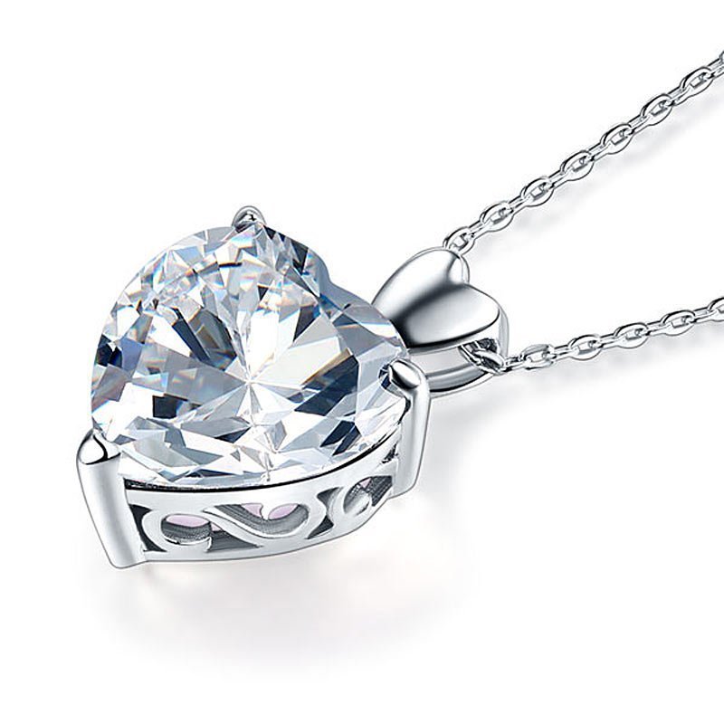Heart Created Diamond Pendant Necklace Bridesmaid Wedding Jewellery