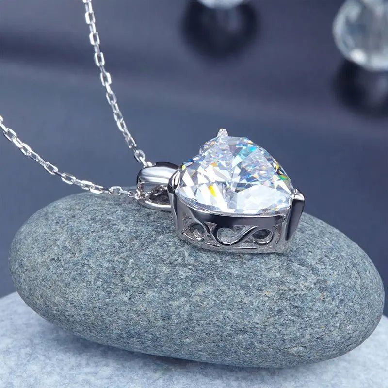Heart Created Diamond Pendant Necklace Bridesmaid Wedding Jewellery limanilondon