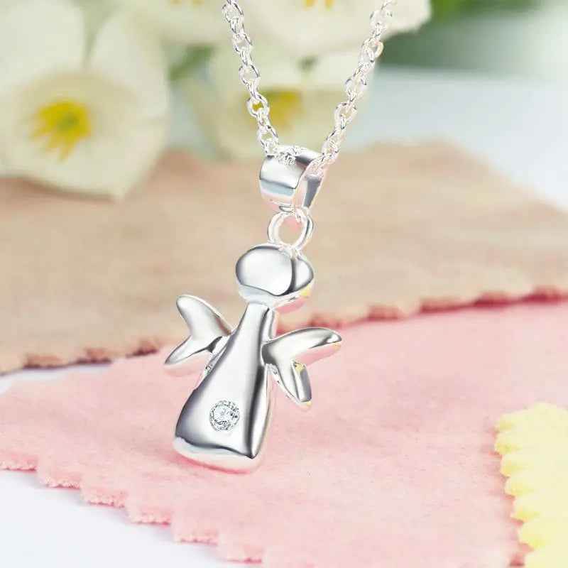 Kids Girl Angel Pendant Necklace 925 Sterling Silver Children Jewellery