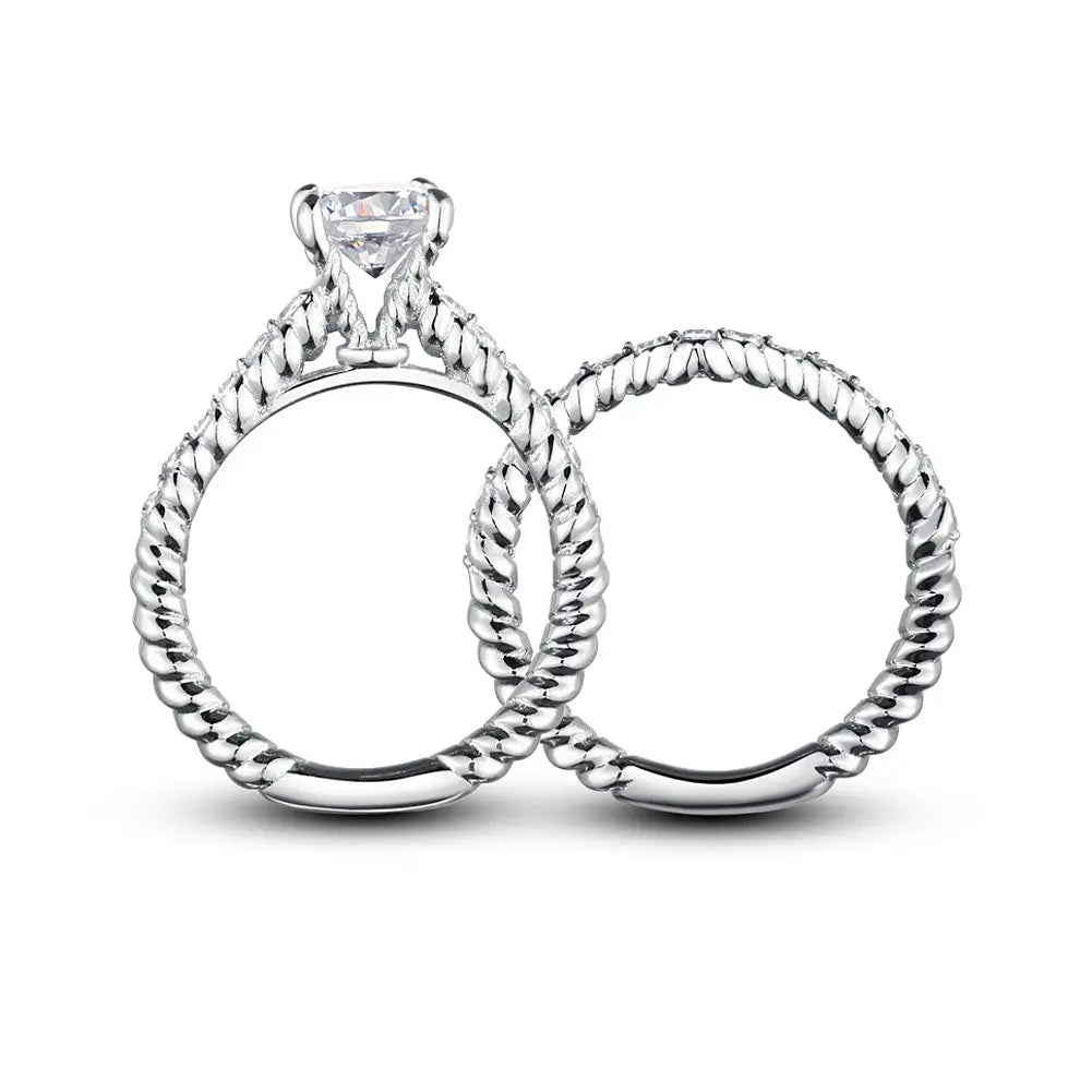 Created Diamond 925 Sterling Silver 2 Pcs Wedding Engagement Ring Set limanilondon