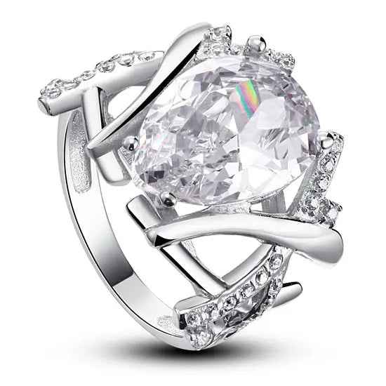 4 Carat Pear Cut Created Diamond 925 Sterling Silver Wedding Anniversary Ring
