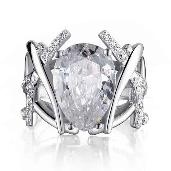 4 Carat Pear Cut Created Diamond 925 Sterling Silver Wedding Anniversary Ring
