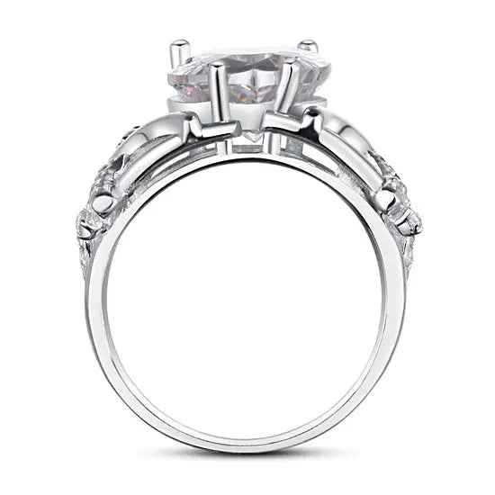 4 Carat Pear Cut Created Diamond 925 Sterling Silver Wedding Anniversary Ring