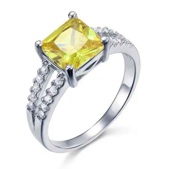Yellow Canary Colour 2 Carat Created Diamond Ring Sterling Silver 925 Ring