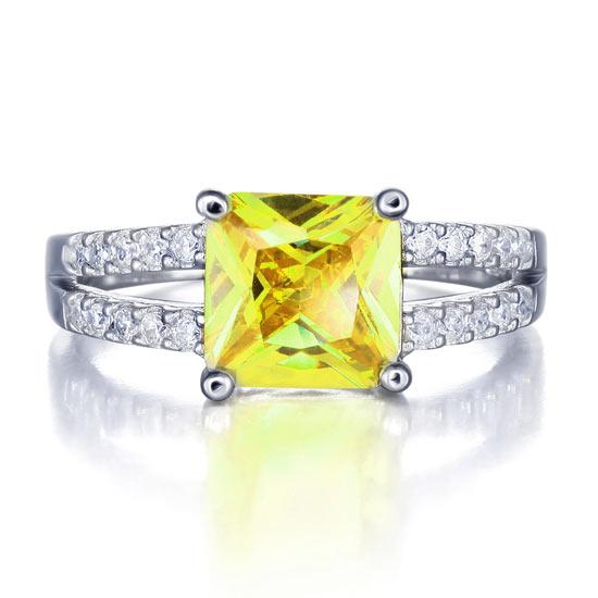 Yellow Canary Colour 2 Carat Created Diamond Ring Sterling Silver 925 Ring