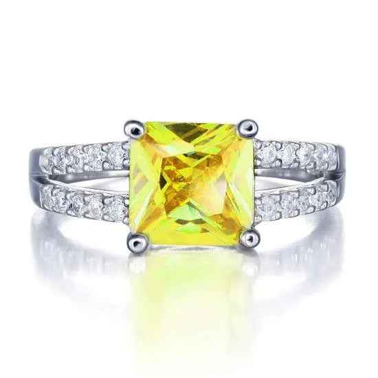 Yellow Canary Colour 2 Carat Created Diamond Ring Sterling Silver 925 Ring