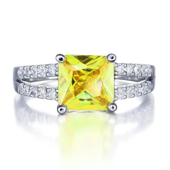 Yellow Canary Colour 2 Carat Created Diamond Ring Sterling Silver 925 Ring limanilondon