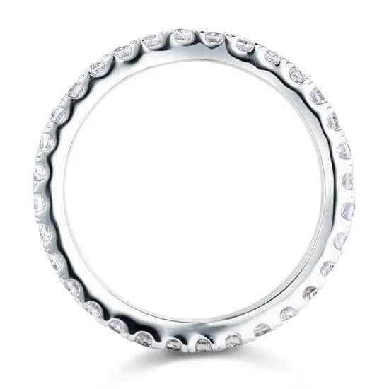 Micro Set Eternity Band Created Diamond Solid Sterling 925 Silver Wedding Ring