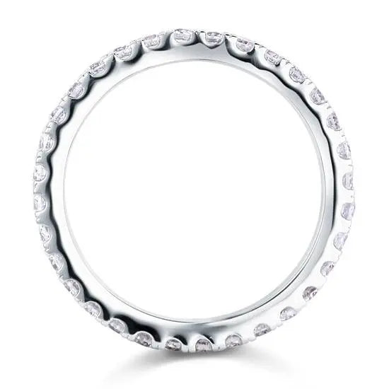 Micro Set Eternity Band Created Diamond Solid Sterling 925 Silver Wedding Ring limanilondon