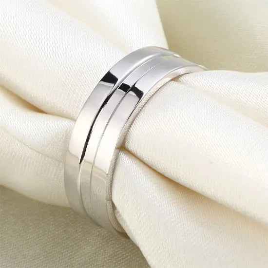 High Polished Plain Men's Solid Sterling 925 Silver Wedding Band Ring