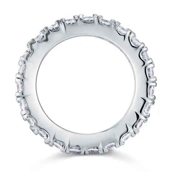 Oval Cut Eternity Band Solid Sterling 925 Silver Created Diamond Ring