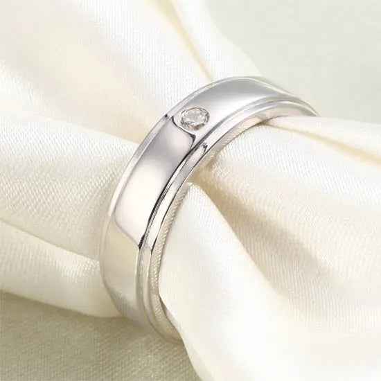 Men Wedding Band Solid Sterling 925 Silver Ring