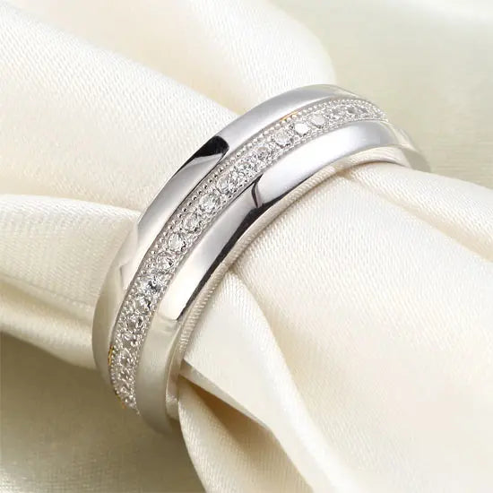 Mens Wedding Band Solid Sterling 925 Silver Created Diamond Ring limanilondon