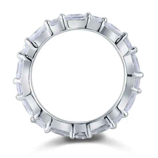 Emerald Cut Band Solid Sterling 925 Silver Wedding Ring Band