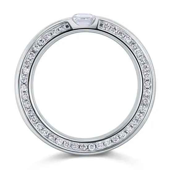 Princess Cut Created Diamond Band Solid Sterling 925 Silver Ring