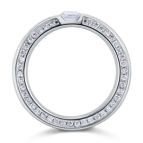 Princess Cut Created Diamond Band Solid Sterling 925 Silver Ring limanilondon