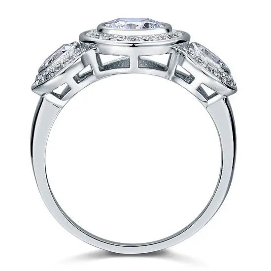 Art Deco 2.5 Carat Created Diamond Ring Solid 925 Sterling Silver Wedding Engagement Ring limanilondon