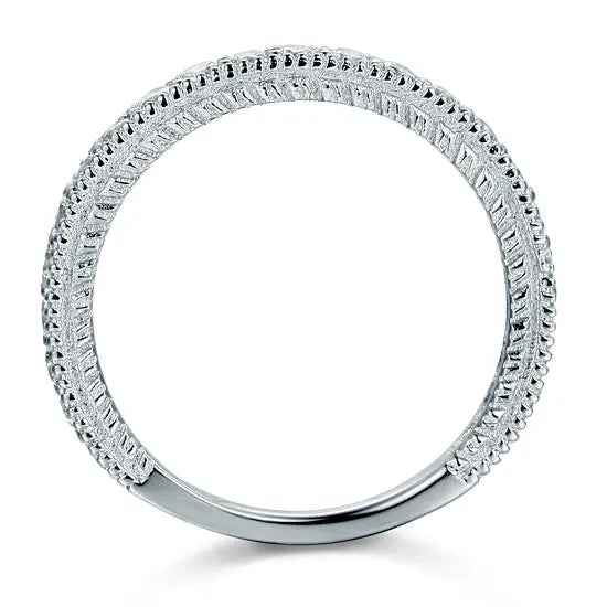 Vintage Style Band Art Deco Created Diamond Solid Sterling 925 Silver Band Wedding Eternity Ring