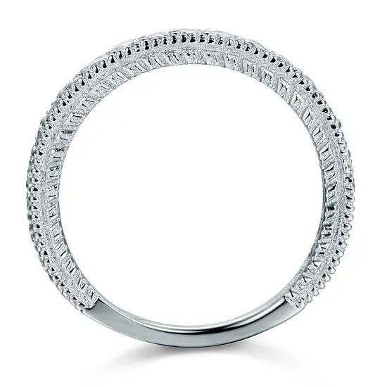 Vintage Style Band Art Deco Created Diamond Solid Sterling 925 Silver Band Wedding Eternity Ring limanilondon