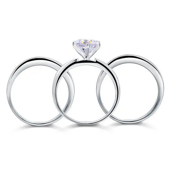 2 Ct Created Diamond 925 Sterling Silver Wedding Engagement Ring Set 3-Pcs limanilondon