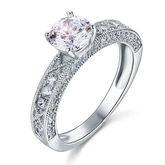 Vintage Style 1.25 Carat Created Diamond Solid 925 Sterling Silver Bridal Wedding Engagement Ring limanilondon
