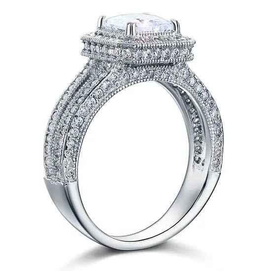 Vintage Style 1.5 Carat Simulated Diamond Solid 925 Sterling Silver Bridal Wedding Engagement Ring