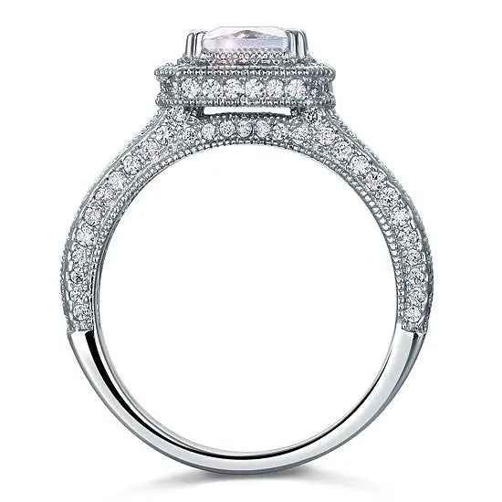 Vintage Style 1.5 Carat Simulated Diamond Solid 925 Sterling Silver Bridal Wedding Engagement Ring
