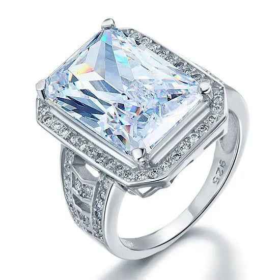 8.5 Carat Radiant Cut Simulated Diamond Ring | Sterling Silver
