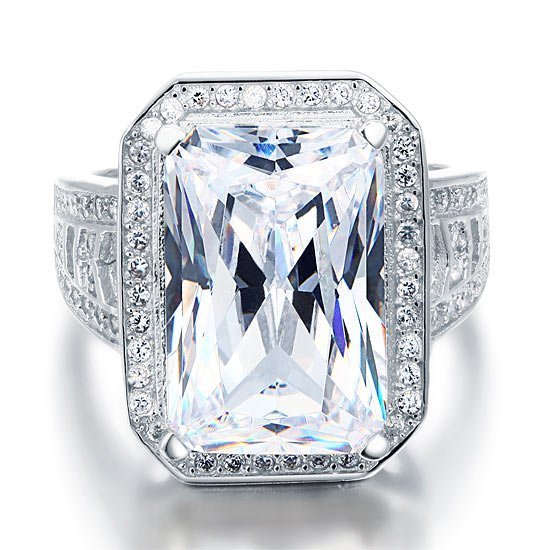 Radiant Cut Created Diamond 925 Sterling Silver Ring
