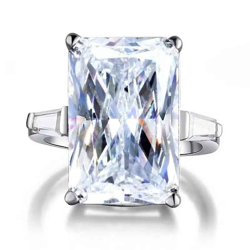 Radiant Cut Created Diamond 925 Sterling Silver Luxury Ring