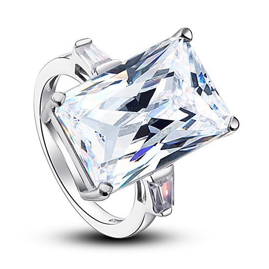 Radiant Cut Created Diamond 925 Sterling Silver Luxury Ring