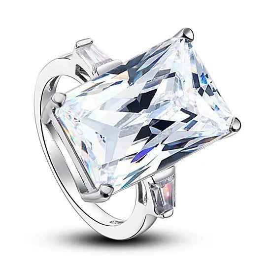 Radiant Cut Created Diamond 925 Sterling Silver Luxury Ring