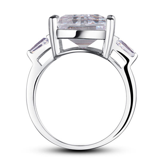 Radiant Cut Created Diamond 925 Sterling Silver Luxury Ring