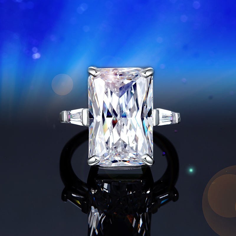 Radiant Cut Created Diamond 925 Sterling Silver Luxury Ring