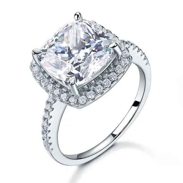 925 Sterling Silver Wedding Engagement Ring 5 Carat Created Diamond