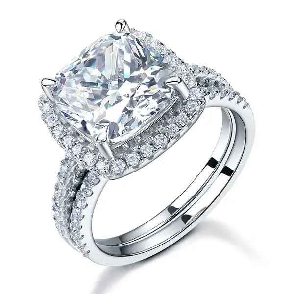 Sterling Silver 2 Pcs Wedding Engagement Ring Set 5 Ct Created Diamond