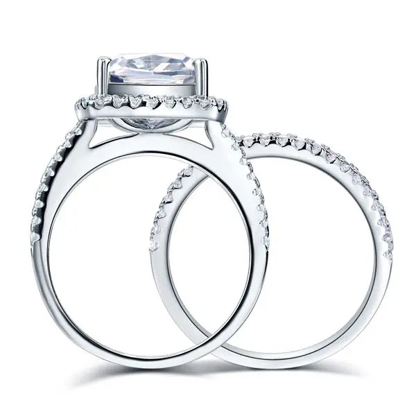 Sterling Silver 2 Pcs Wedding Engagement Ring Set 5 Ct Created Diamond limanilondon