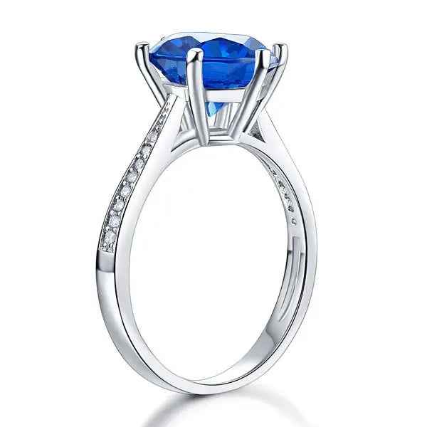 Sterling Silver Wedding Engagement Ring 3 Carat Blue Simulated Diamond Jewellery