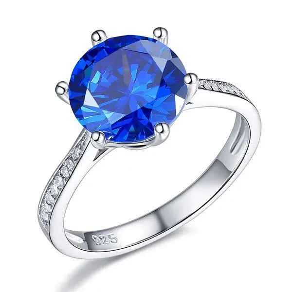 Sterling Silver Wedding Engagement Ring 3 Carat Blue Simulated Diamond Jewellery